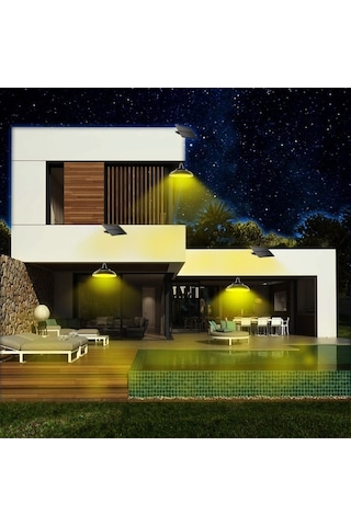 Tongxida 8w Güneş Enerjili Duvar Lambası, 48 Led, Pır Sensörlü, 2200mah Batarya, Bahçe/ev/depo Kullanımı, Siyah Siyah