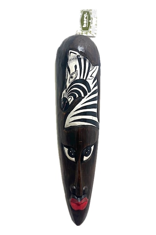 Ahşap Otantik Mask Zebra 50cm Duvar Süsü Dekoratif Maske