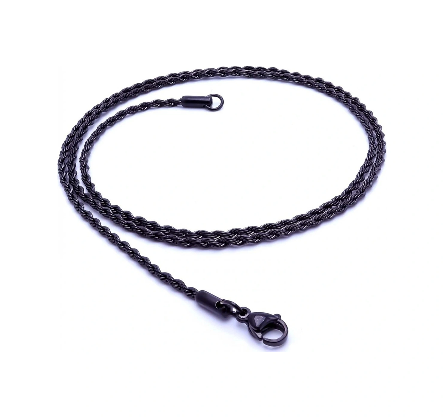 Moncuk Design Sarmal Halat Çelik Kolye 2mm 3351cek027 Siyah