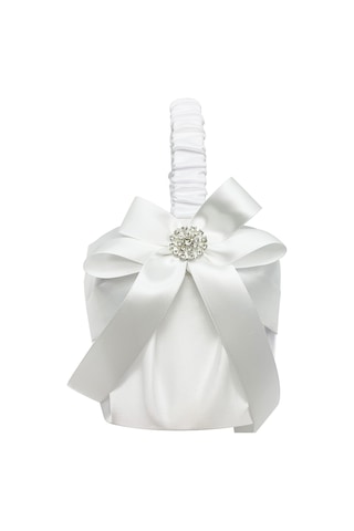 Xiyyadms Beyaz Saten Çiçek Sepeti - Evlilik Çiçekçisi İçin Saçma Sepeti Pmhl-053 22x13.5cm