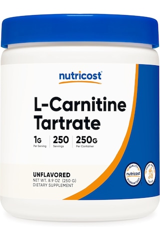 Nutricost L-carnitine Tartrate Muscle Recovery 250 Gram - 1 Gram Per Serving, 250 Servings Aromasız