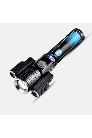 Üç-kafa Usb Şarj Cree Led El Feneri Alüminyum Taktik W8 E38