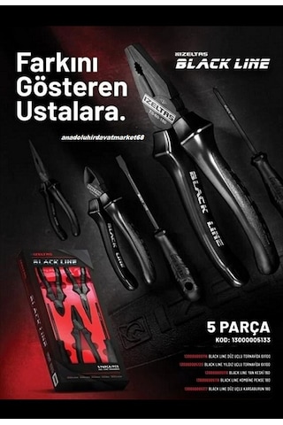 İzeltaş Black Line Pense Seti Carbon Çelik Yankeski Kargaburun Tornavida 5pcs Diğer
