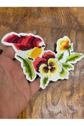 15x11 Cm Ütü İle Yapışan Nakış İşleme Kuş Çiçek Arma Dikiş Aplike