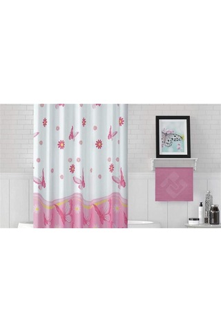 Zethome Jackline Banyo Duş Perdesi 6020 Çift Kanat Pembe2X120X200 Pembe