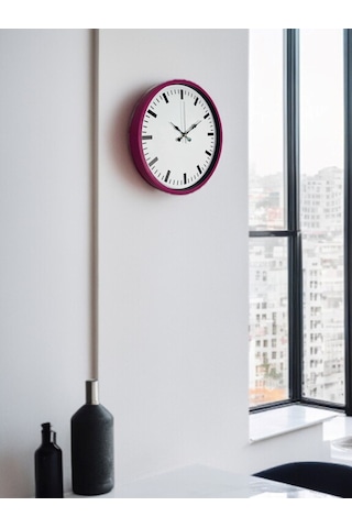 36 Cm Pembe Dekoratif Duvar Saati Çok Renkli