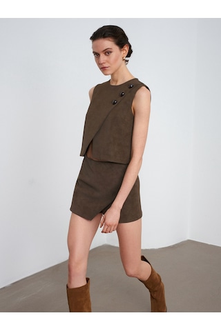 60601 Taş Aksesuarlı Top-haki Haki