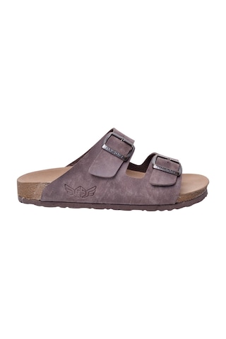 Fly Soft S903-002 Erkek İki Tokalı Mantar Tabanlı Yazlık Comfort Terlik Kahve Siyah