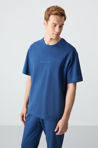 Tommy Life Parlament Pamuklu Kalın Yumuşak Dokulu Oversize Fit Basic Erkek Eşofman Takım - 85261 Mavi