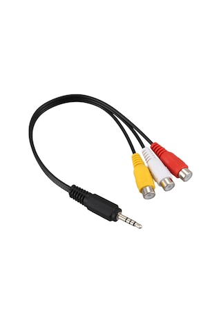 3,5 Mm Erkek Fiş 3 Rca Dişi Konnektör Ses Video Av Kablosu 22 Cm