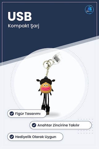 Şarj Kablolu Figürlü Anahtarlık Kompakt Usb Kablosu Aksesuar Figü