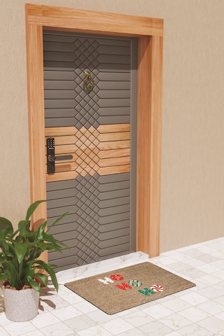 Rugmood Modern Dijtal Baskı Yılbaşı Yıl Ho Ho Ho Yeni Yıl Kapı Önü Paspası Çok Renkli