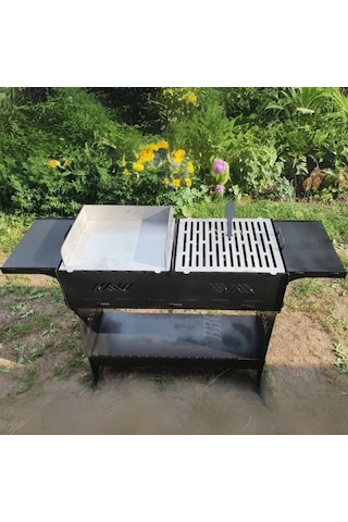 Ayaklı Barbekü Büyük Portatif Mangal Ve Izgaraları Siyah