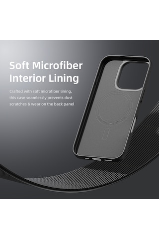 Rock Apple Uyumlu iPhone 16 Pro Ultra İnce Aramid Fiber Kılıf Siyah Siyah