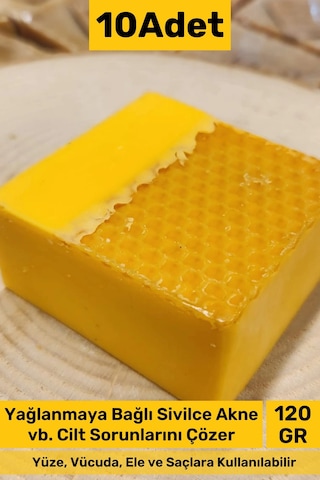 Sabun %100 Doğal Güzel Kokulu El Yüz Saç Cilt Vücut Orijinal Bal Sabunu 120g - 10 Adet Karışık
