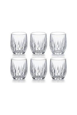 6'lı Kristal Kesme Görünümlü Cam Bardak Seti - Meşrubat, Su, Kahve Ve Viski Bardağı Takımı 320 Ml Çok Renkli