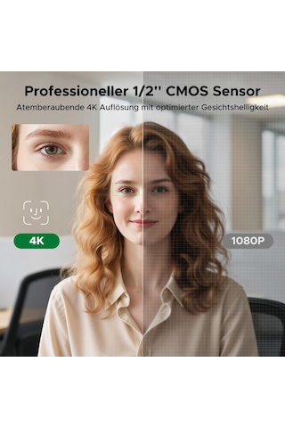 1/2" Sensörlü Ugreen Finecam Pro 4k Web Kamerası, Aı Çerçeveleme, Aı Hareket Kontrolü, 7 Filtre Seçeneği, Aı Gürültü Azaltma, Pdaf Otomatik Odaklama, Canlı Yayın İçin Pc Kamerası, Video Konferans, Yakınlaştırma, Switch 2