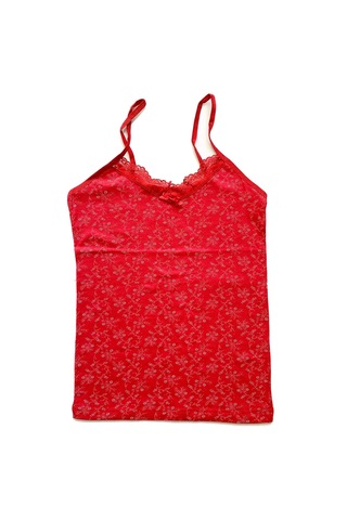 2 Adet Kadın Askılı Desenli Atlet Dantelli Empirme Pamuklu Penye D9-10 Çok Renkli