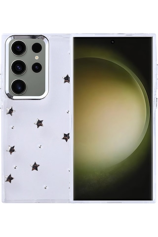 Samsung Galaxy S25 Uyumlu Ultra Kılıf Airbag Tasarımlı Simli Şeffaf Kutup Kapak