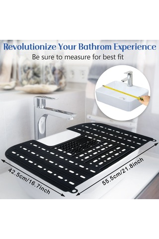 Qingmipy Silikon Yıkama Matı İle Çift Fonksiyonlu Katlanabilir Lavabo Kapağı - Makyaj Fırçaları Temizliği Ve Mekanizasyonu İçin 55.5x42.5cm Beyaz