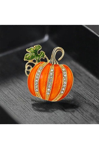 Kadınlar Kızlar İçin Yapay Elmas Kabak Broş Pin Altın Ton Moda Emaye Cadılar Bayramı Şükran Günü Yeşil Yaprak Broşlar Yaka İğneleri Sevimli Sonbahar Tatil Festivali Çok Renkli