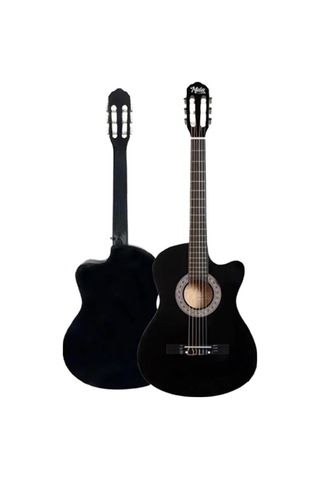 Midex CG-390BK-XBAG Siyah Klasik Gitar 4/4 Sap Ayarlı Kesik Kasa Full Set (Çanta Tuner Askı Capo Metod Pena) Hint Gül Ağacı