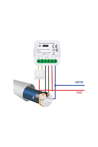 Zigbee Akıllı Perde Kontrol Seti Motor + Röle + Boru