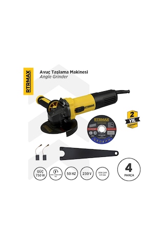 Rtrmax RTM1080 Avuç Taşlama Makinası 115 mm 750 W Devir Ayarlı