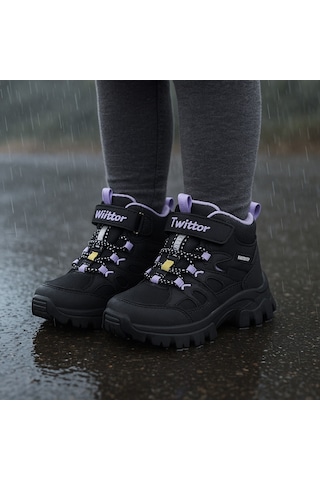 Mini Bonito Unisex Rahat Anatomik Taban Cırtlı Erkek Kız Çocuk Botu Siyah