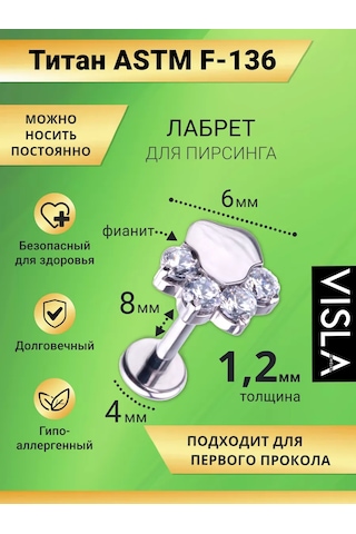 Visla Jewelry Titanyum Labret Piercing 190943884 Gri