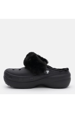 Crocs Classic Platform Fuzz Lined Clog Black Terlik 212854-001 Siyah