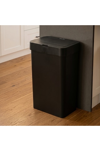 Porsima Me-05-1 Hareket Sensörlü Sessiz Kapatma Çöp Kutusu Banyo Mutfak Çöp Kovası Kapaklı Banyo Çöp Kovası 2 Adet Aa Pil Siyah 50lt