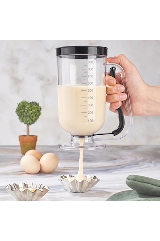 Porsiyonlayıcı Hamur Akıtıcı Krep Waffle Cupcake Dağıtıcı 900 Ml Siyah