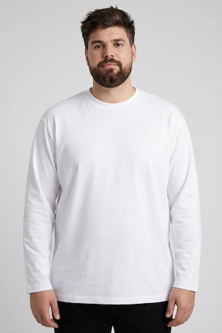 Tommylife Beyaz O Yaka Rahat Form Battal Büyük Beden Uzun Kollu Erkek T-shirt - 88107 Beyaz