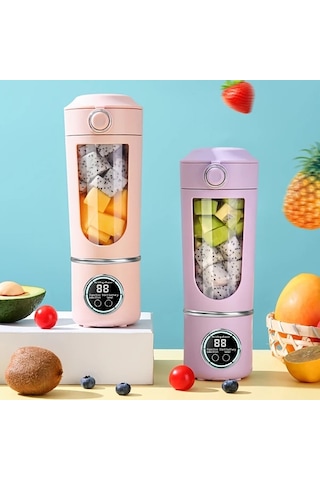 Xuweiwei Pembe 1 Usb Sarj Edilebilir Taşınabilir Meyve Sıkacağı Smoothie Milkshake Ve İçecekler İçin Değiştirilebilir Tabanlı Çok Fonksiyonlu Su Yapıcı Pembe