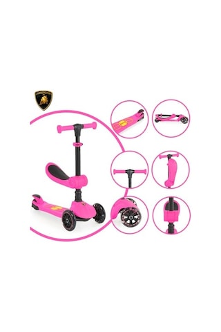 2in1 Katlanabilir Oturaklı Işıklı Çocuk Scooter Açık Mavi