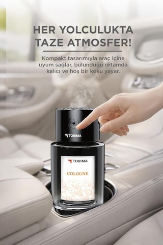 Torima Tcf-03 Araç İçi Hava Nemlendirici & Hareket Algılamalı Koku Makinesi Cologne Esansı 120ml Aromaterapi Difüzör Araç Kokusu
