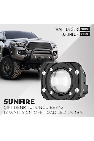 Sunfire 18W Çift Renk Gömme Montaj Turuncu Beyaz 8cm Off Road Led