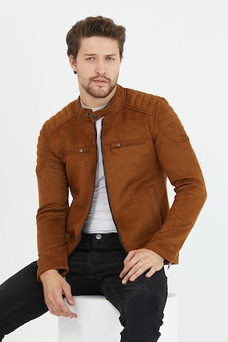 Erkek Taba Dar Kesim Süet Ceket Mont-Taba