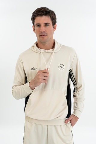 Maraton Boxy Erkek Kapüşonlu Bej Sweatshirt Bej