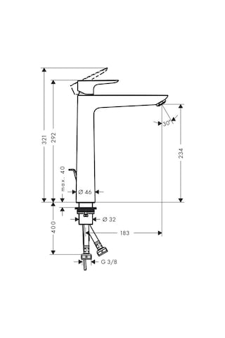 Hansgrohe Talis E Tek Kollu Lavabo Bataryası 240 MM Krom - Mat Siyah 71716340