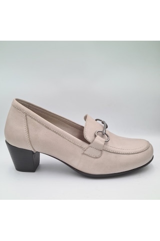 Mammamia D24ya-3845 Gri Deri Topuklu 5cm Kadın Klasik Ayakkabı Gri