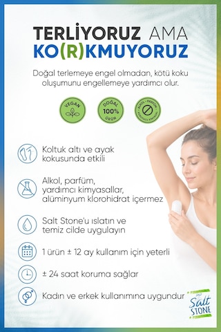 Erd Salt Stone Doğal Mineral Unisex Roll-On Deodorant 60 G