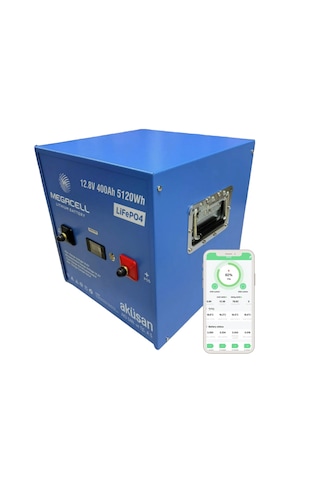 Megacell 12.8v 400ah Lifepo4 Lityum Akü Dik Kasa Bluetoothlu