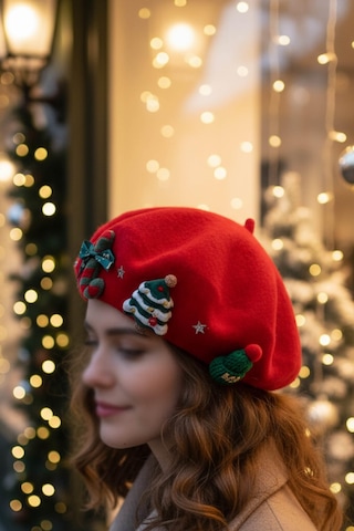 Kırmızı Yılbaşı Temalı Bere Çok Renkli