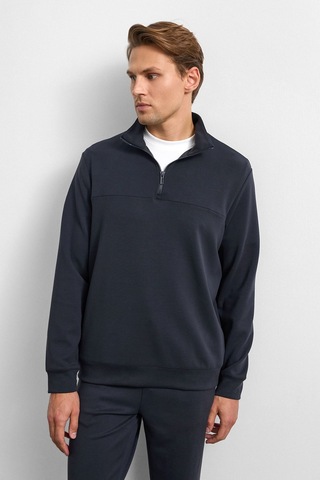 Backandbond Siyah Regular Fit Yarım Fermuarlı Sweatshirt