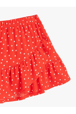 Koton Fırfır Detaylı Beli Lastikli Puantiyeli Mini Etek Kırmızı Desenli 5skg70002ak Kırmızı Desenli Çok Renkli