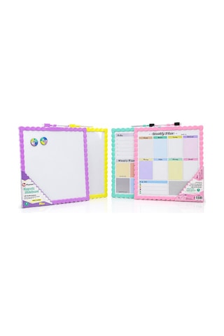 New Magnetic Whiteboard Jl-116 Manyetik Yazı Tahtası 29x29cm Orta Çift Taraflı Renkli Çerçeve - 12'li Paket Diğer