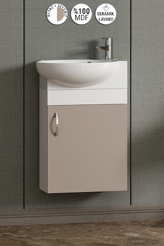 Lale 45 Cm Beyaz-selenit Mdf Seramik Lavabolu Asma Alt Banyo Dolabı
