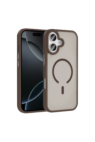 Zore Apple iPhone Uyumlu 17 Kılıf M-safe Şarj Özellikli Mat Arka Yüzey Omsy Sio Kapak - Desert Titanyum Gri